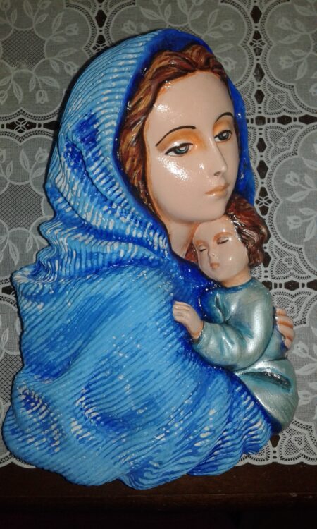 Madonnina con Gesu'manto blu cm 21 x 15.